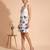 White blue embroidered cotton linen dress