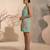 Sage green embroidered chanderi cotton dress