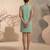 Sage green embroidered chanderi cotton dress