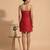 Crimson red embroidered chanderi cotton dress
