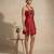 Crimson red embroidered chanderi cotton dress