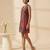 Crimson red embroidered chanderi cotton dress