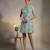 Sage green embroidered chanderi cotton dress