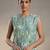 Sage green embroidered chanderi cotton dress