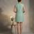 Sage green embroidered chanderi cotton dress