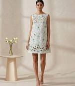 White green embroidered cotton dress