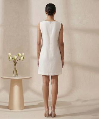 White green embroidered cotton dress 3