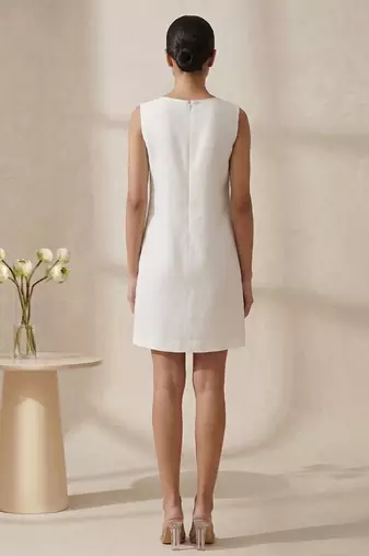 White green embroidered cotton dress