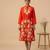 Orange embroidered cotton satin dress