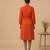 Orange embroidered cotton satin dress
