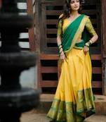 Lemon Yellow South Indian Festive Silk Lehenga Choli