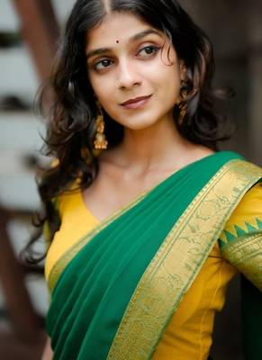 Lemon Yellow South Indian Festive Silk Lehenga Choli 2