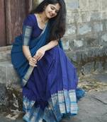 Royal Blue South Indian Festive Silk Lehenga Choli