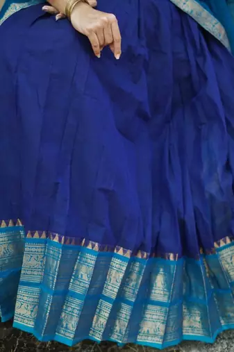 Royal Blue South Indian Festive Silk Lehenga Choli
