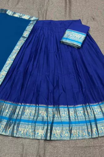 Royal Blue South Indian Festive Silk Lehenga Choli