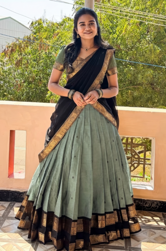 Mehndi South Indian Festive Silk Lehenga Choli