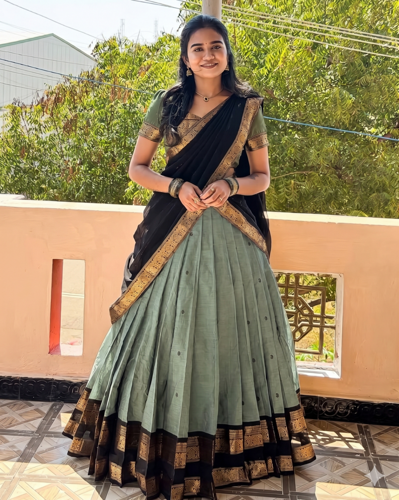 Mehndi South Indian Festive Silk Lehenga Choli