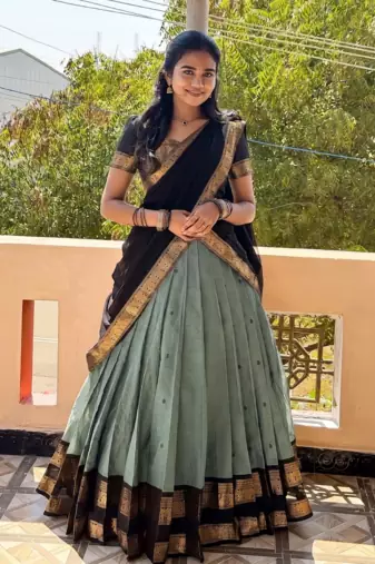 Mehndi South Indian Festive Silk Lehenga Choli