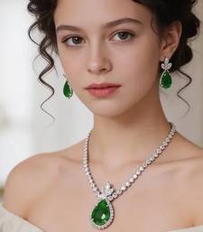 Western party wear silver plated chain pendant set