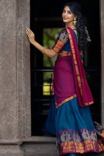 Morpich South Indian Festive Silk Lehenga Choli