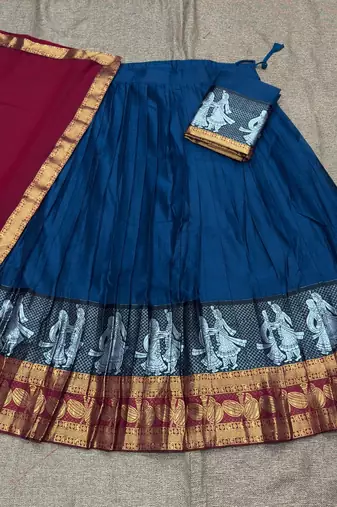 Ink Blue South Indian Festive Silk Lehenga Choli