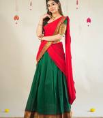 Bottle Green South Indian Festive Silk Lehenga Choli