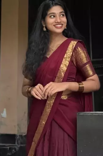 Maroon South Indian Festive Silk Lehenga Choli