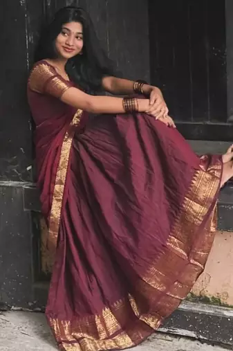 Maroon South Indian Festive Silk Lehenga Choli