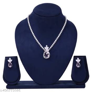 Western party wear silver plated chain pendant set 2