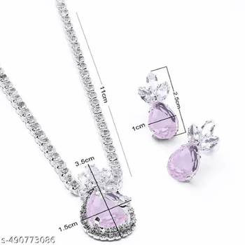 Western party wear silver plated chain pendant set 3