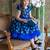 Royal blue peacock print net fit & flare kids dress