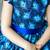 Royal blue peacock print net fit & flare kids dress