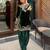 Teal blue velvet embroidered kurta set