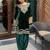 Teal blue velvet embroidered kurta set