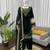 Teal blue velvet embroidered kurta set