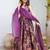 Purple art silk digital print gown set