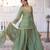 Light green silk blend embroidered palazzo set