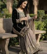 Black georgette embroidered palazzo set