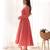 Peach georgette thread embroidery anarkali set