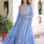 Blue georgette embroidered gown set