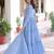 Blue georgette embroidered gown set