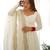 White silk blend embroidered anarkali suit