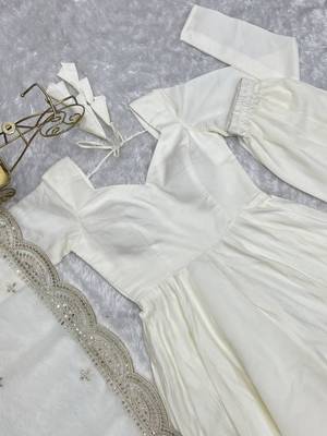 White silk blend embroidered anarkali suit 4