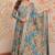Sky blue silk blend floral print gown set