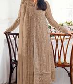 Beige georgette embroidered salwaar kameez set