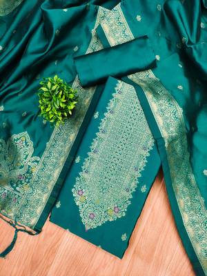 rama silk blend zari woven dress material 2