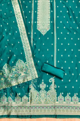 rama silk blend zari woven dress material