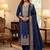 navyblue silk blend zari woven dress material