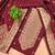 maroon silk blend zari woven dress material