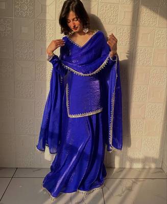 Royal Blue mirror work readymade suit 1